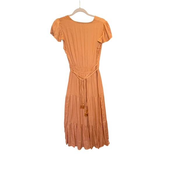 Joie Copper Rose Tiered Maxi Dress Flutter Sleeves Women’s Size Medium NWT - Picture 5 of 12